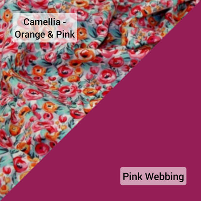 SALE | Double Handle Dog Lead (Camellia Orange & Pink)