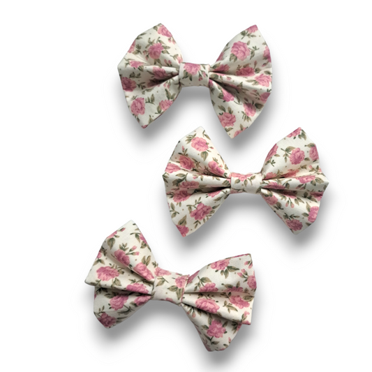 SALE| Midi Bow Tie - Pink & Cream Rose